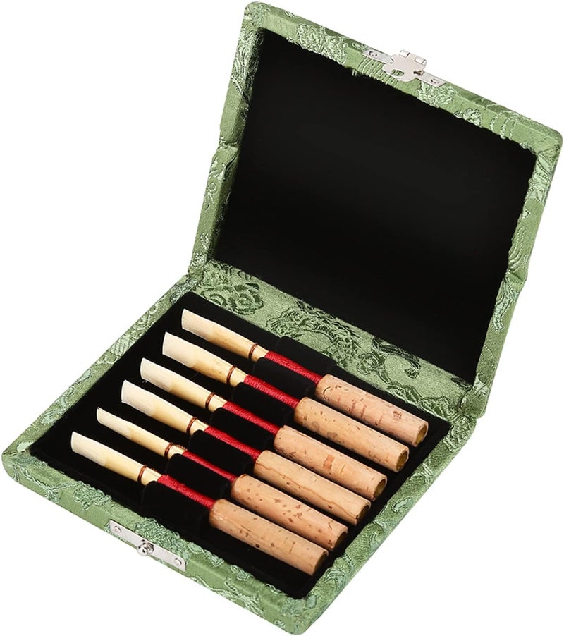 Kodrily 1Pcs Oboe Case, Bassoon Case, Wooden Silk Cloth Cover Case Holder, 3.54 x 3.15 x 0.78 Inch Layers Case Storage Box for 6pcs Oboe Protect Container Oboe Accessories (Green) - Image 1